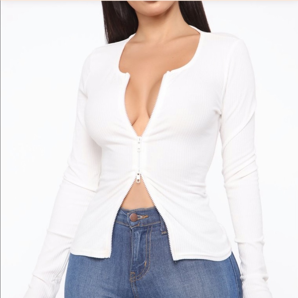 ribbed fashion nova double zip top